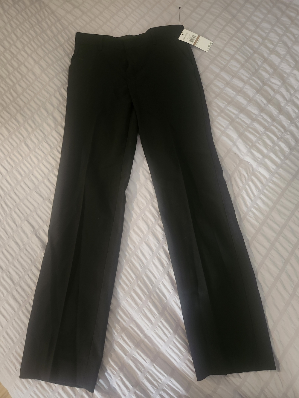 Boys Calvin Klein Black Flat-Front Slim Fit Dress Pants, Size 12